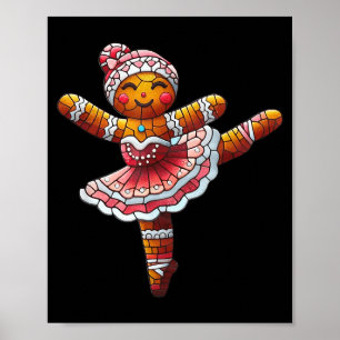Ballet Dancer Gingerbread Christmas Dance Teacher  Poster