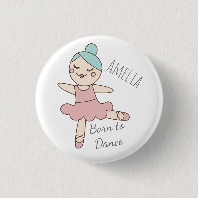 Ballet Dancer Girl's Personalised 3 Cm Round Badge (Front)