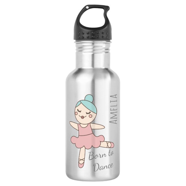 Ballet Dancer Girl's Personalised 532 Ml Water Bottle (Front)