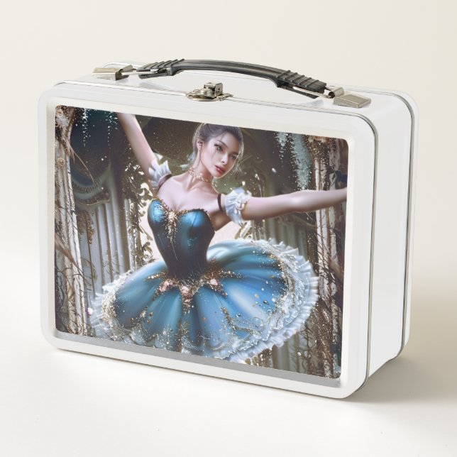 Ballet Dancer in a Blue Tutu Metal Lunch Box (Front)