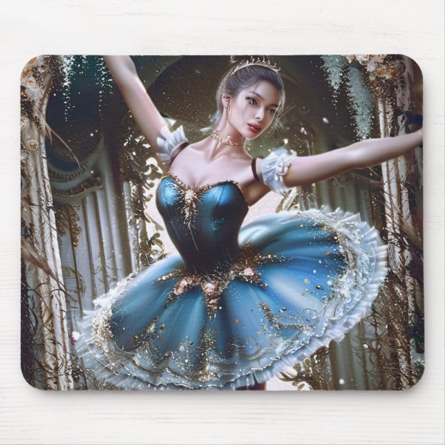 Ballet Dancer in a Blue Tutu Mouse Mat (Front)