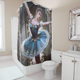 Ballet Dancer in a Blue Tutu Shower Curtain