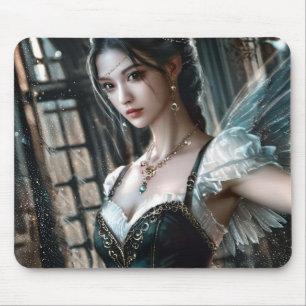 Ballet Dancer in a Green TuTu And Fairy Wings Mouse Mat