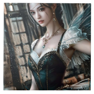 Ballet Dancer in a Green TuTu And Fairy Wings Tile