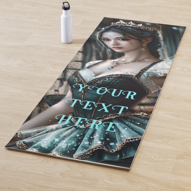 Ballet Dancer in a Green TuTu And Fairy Wings Yoga Mat (In Situ)