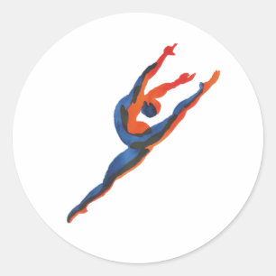 Ballet Dancer Leaping Classic Round Sticker