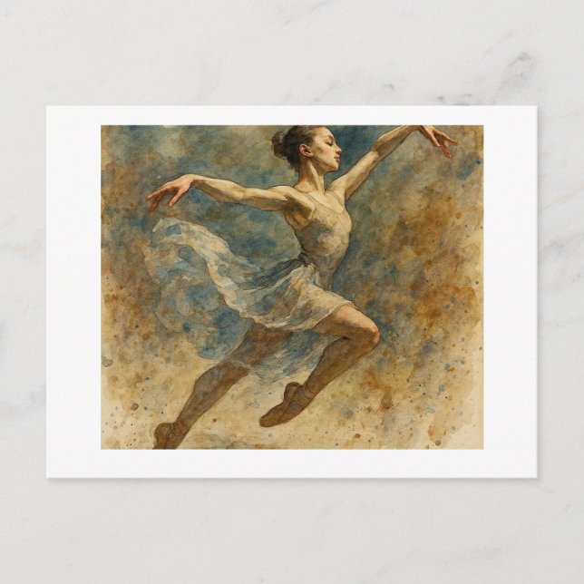 Ballet Dancer Leaping,  Postcard (Front)