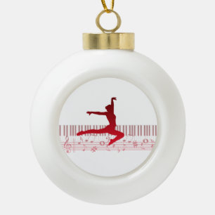 Ballet dancer on a keyboard ceramic ball christmas ornament
