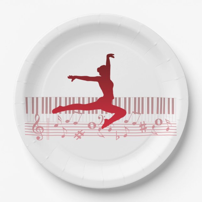 Ballet dancer on a keyboard    paper plate (Front)