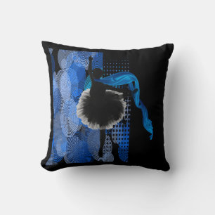 Ballet Dancer On Black And Blue Background Pillow