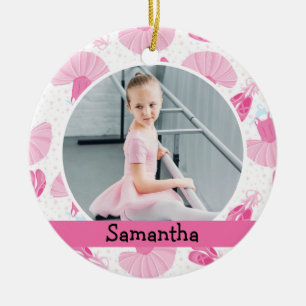 Ballet Dancer Photo Holiday Monogram Ceramic Tree Decoration