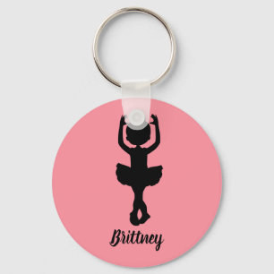 Ballet Dancer Pink and Black Key Ring