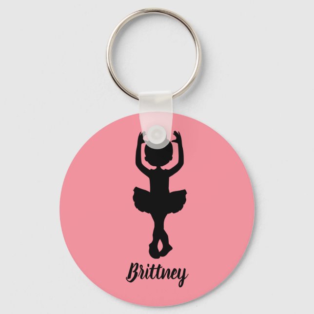 Ballet Dancer Pink and Black Key Ring (Front)
