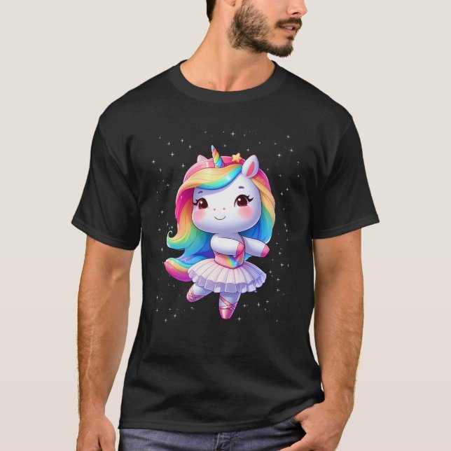 Ballet Dancer Rainbow Unicorn Girl Lover T-Shirt (Front)