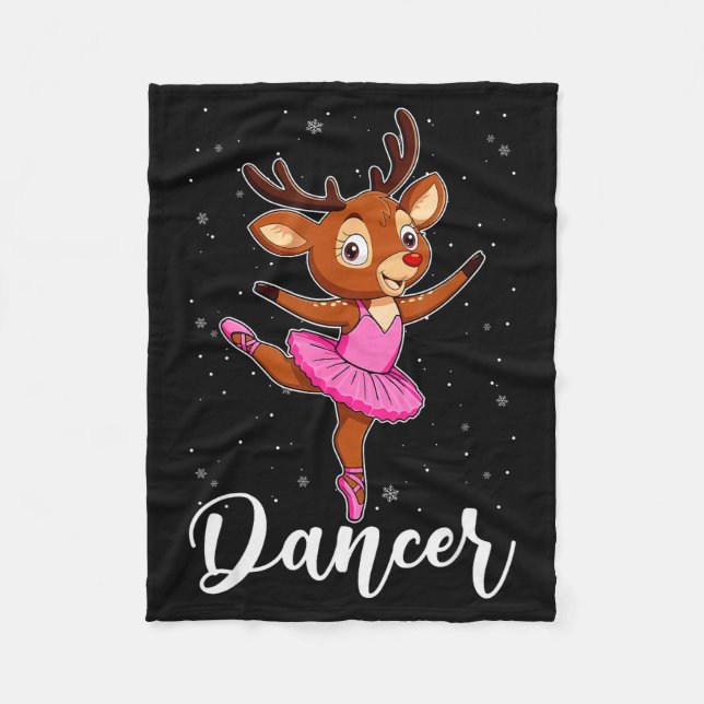 Ballet Dancer Reindeer Ballerinas Christmas Pjs Wo Fleece Blanket (Front)