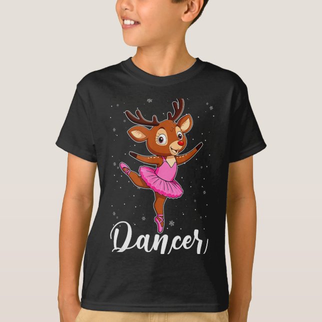 Ballet Dancer Reindeer Ballerinas Christmas Pjs Wo T-Shirt (Front)