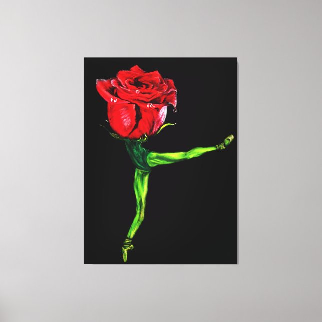 Ballet Dancer Rose Ballerina Canvas Print Painting (Front)