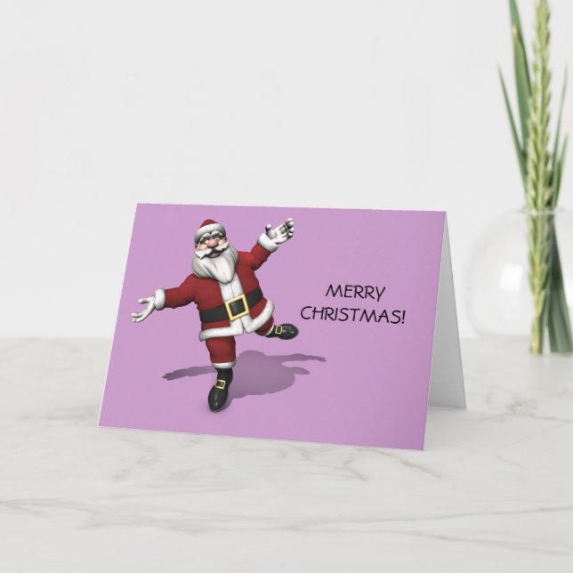 Ballet Dancer Santa Claus Holiday Card (Front)