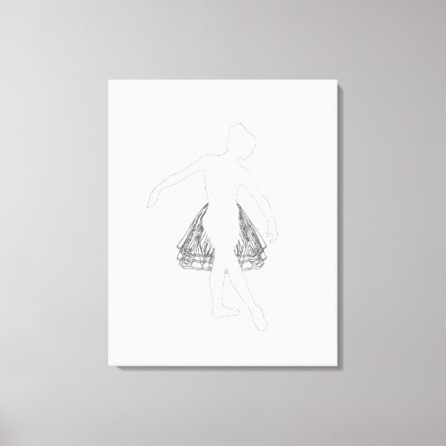 Ballet Dancer Sketch Line Art Canvas Girls Room Print (Front)