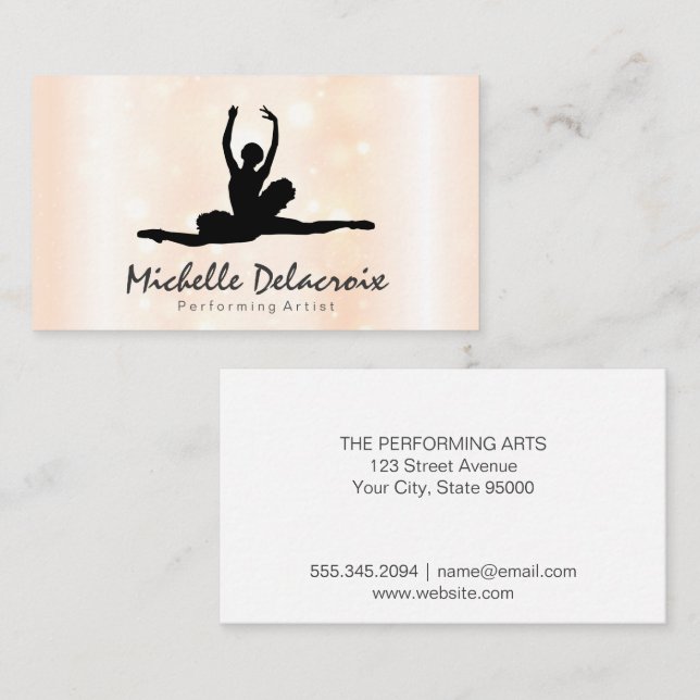 Ballet Dancer | Sparkle Background Business Card (Front/Back)