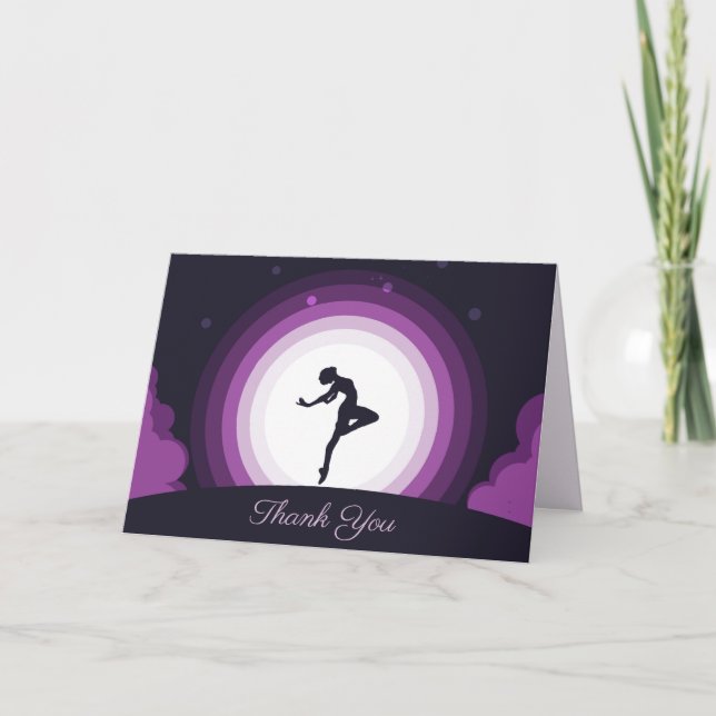 Ballet Dancer Surreal Moon Thank You Personalise Card (Front)