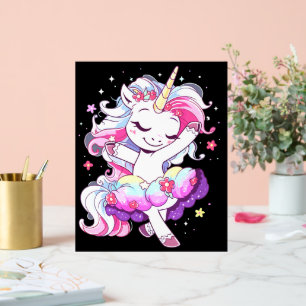 Ballet Dancer Unicorn Girls Rainbow Ballerin Colou Acrylic Sign