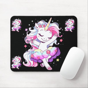 Ballet Dancer Unicorn Girls Rainbow Ballerin Colou Mouse Mat
