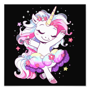 Ballet Dancer Unicorn Girls Rainbow Ballerin Colou Photo Print