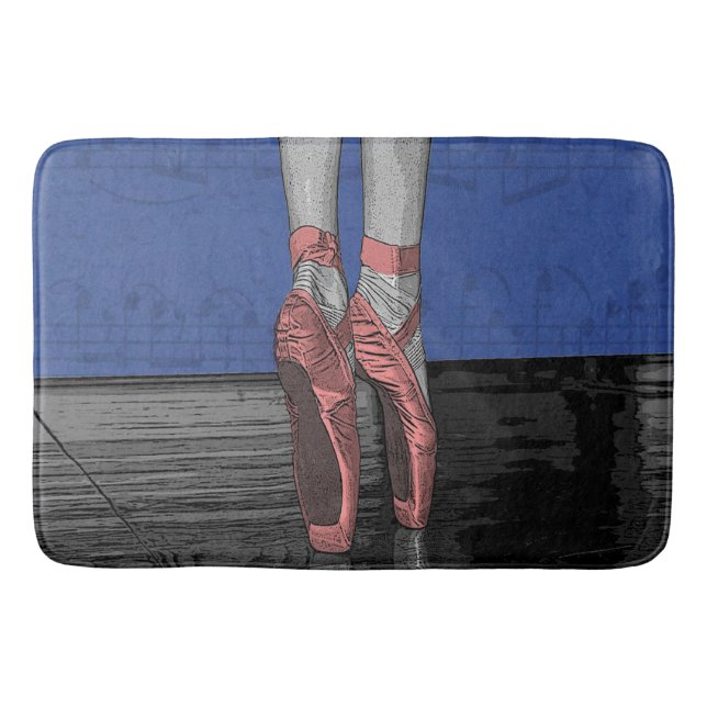 Ballet Dancer With Pink Shoes Bath Mat (Front)
