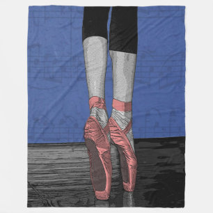 Ballet Dancer With Pink Shoes Fleece Blanket