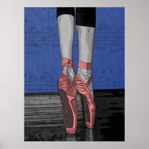Ballet Dancer With Pink Shoes Poster