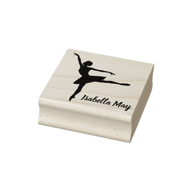 Ballet Dancer with Your Choice Name on a Rubber Stamp (Stamp)
