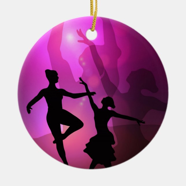 Ballet Dancers Ceramic Tree Decoration (Front)