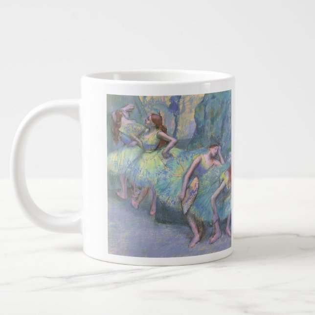 Ballet Dancers in the Wings by Edgar Degas Large Coffee Mug (Left)