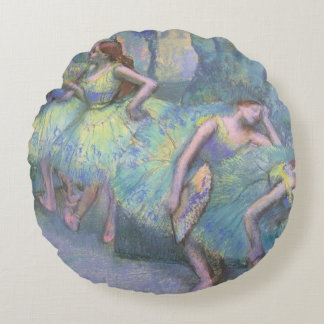 Ballet Dancers in the Wings by Edgar Degas Round Cushion
