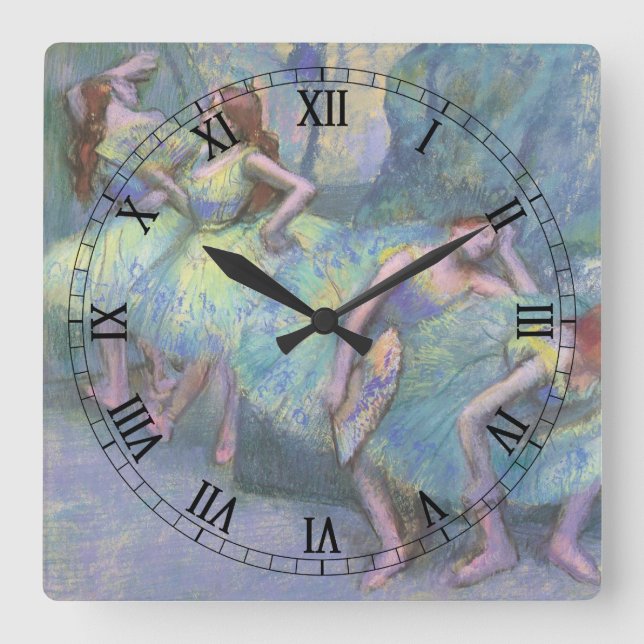 Ballet Dancers in the Wings by Edgar Degas Square Wall Clock (Front)