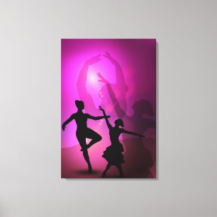 Ballet dancers pink artistic design canvas print