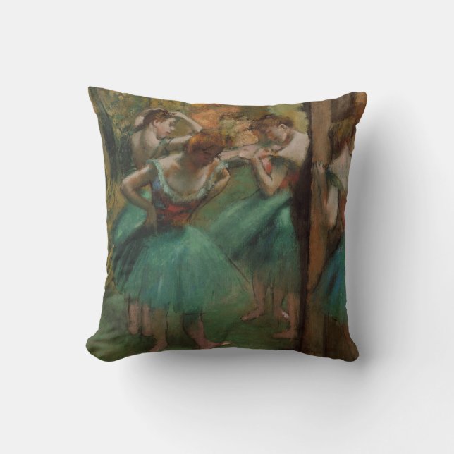 Ballet Dancers Pink & Green | Edgar Degas Cushion (Front)