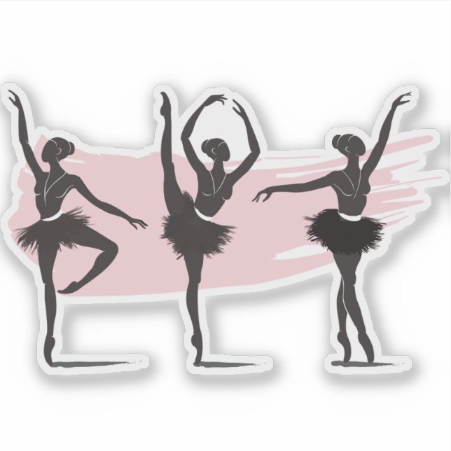 Ballet Dancers Silhouette on Pink Brush Stroke (Front)