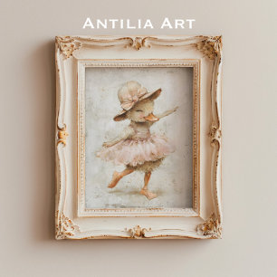 Ballet Dancing Duck Whimsical Nursery Ballerina Poster