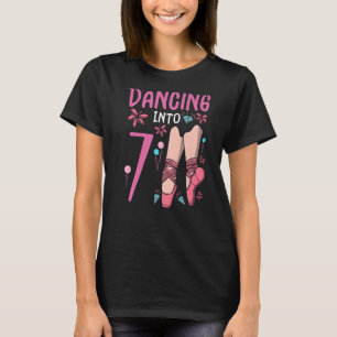 Ballet Dancing Into 7 Birthday Ballerina Ballet Bi T-Shirt