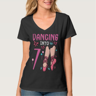 Ballet Dancing Into 7 Birthday Ballerina Ballet Bi T-Shirt