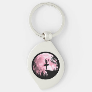 Ballet Dancing Pink Full-Moon Ballerina Women Girl Key Ring