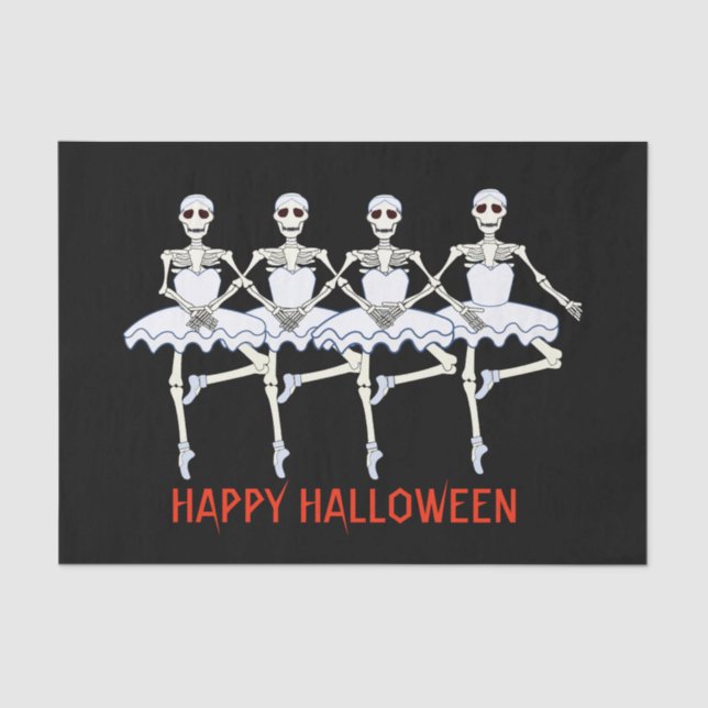 Ballet Dancing Skeletons Halloween Party Tissue Paper (Front)