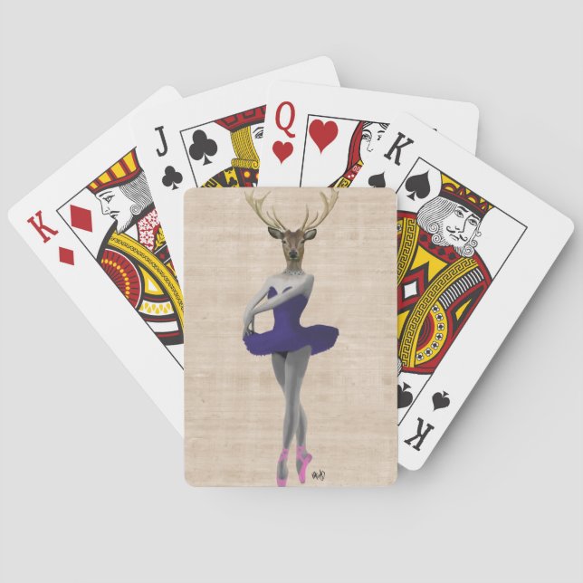 Ballet Deer in Blue Playing Cards (Back)