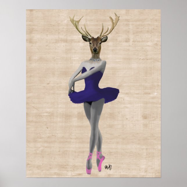 Ballet Deer in Blue Poster (Front)