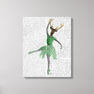 Ballet Deer in Green Canvas Print