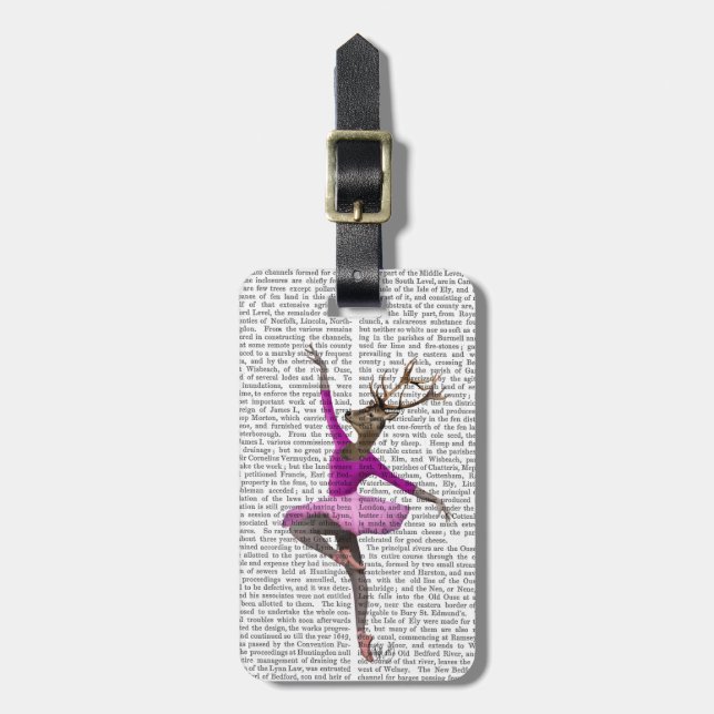 Ballet Deer in Pink Luggage Tag (Front Vertical)