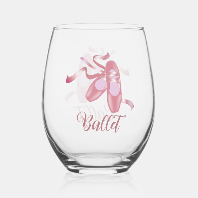 Ballet Design Stemless Wine Glass (Front)