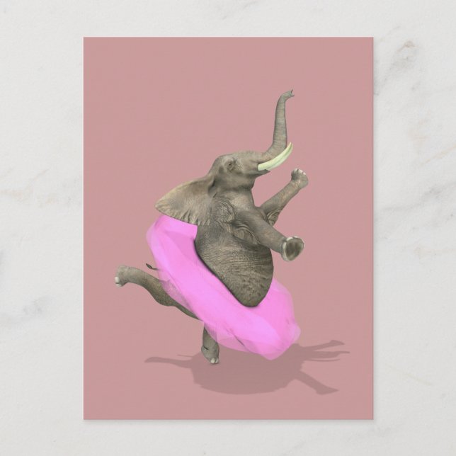 Ballet Elephant En Pointe Postcard (Front)